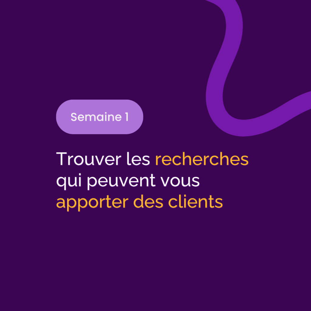 Programme de la première semaine de coaching SEO de Sarah Freitag