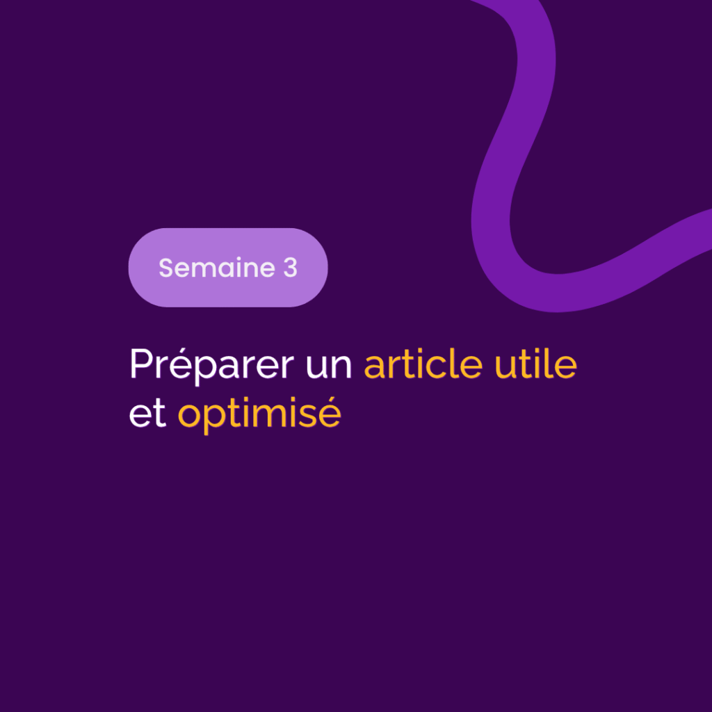 Programme de la troisième semaine de coaching SEO de Sarah Freitag